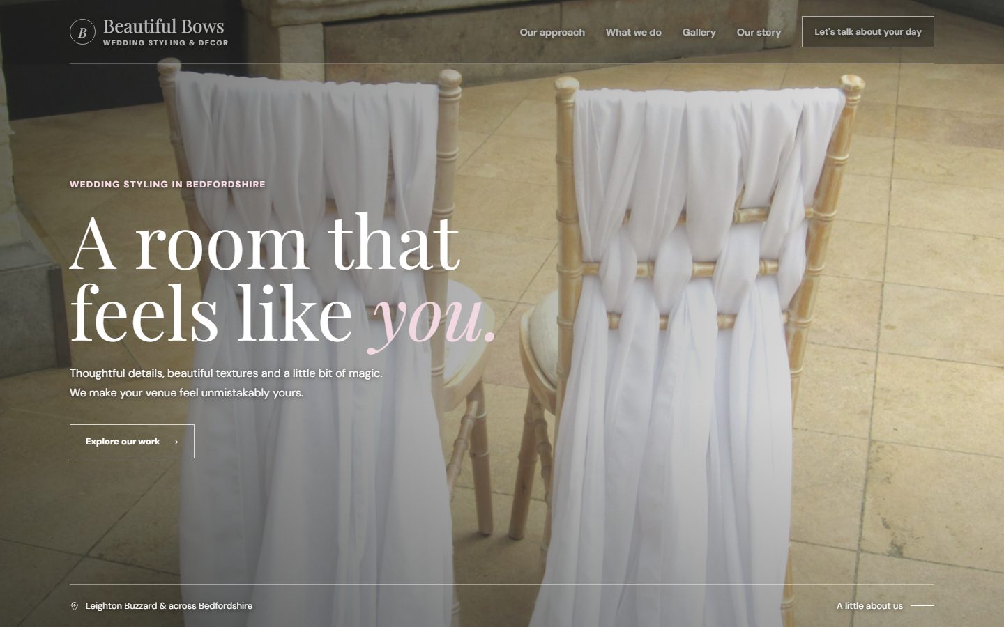 Screenshot of the Beautiful Bows website